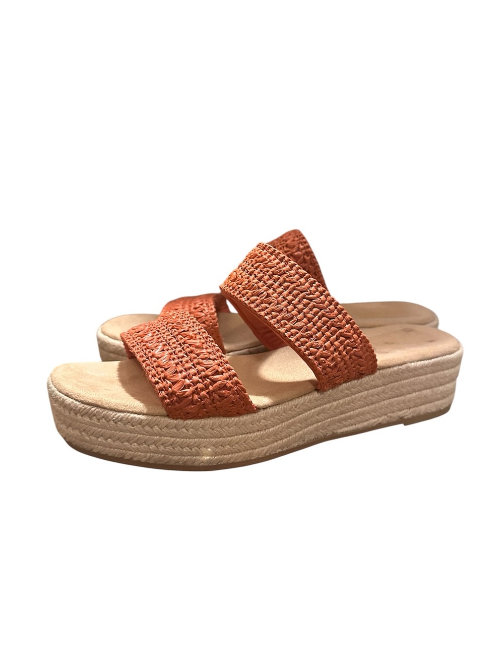 Old Navy Orange Woven Double-Band Platform Slides